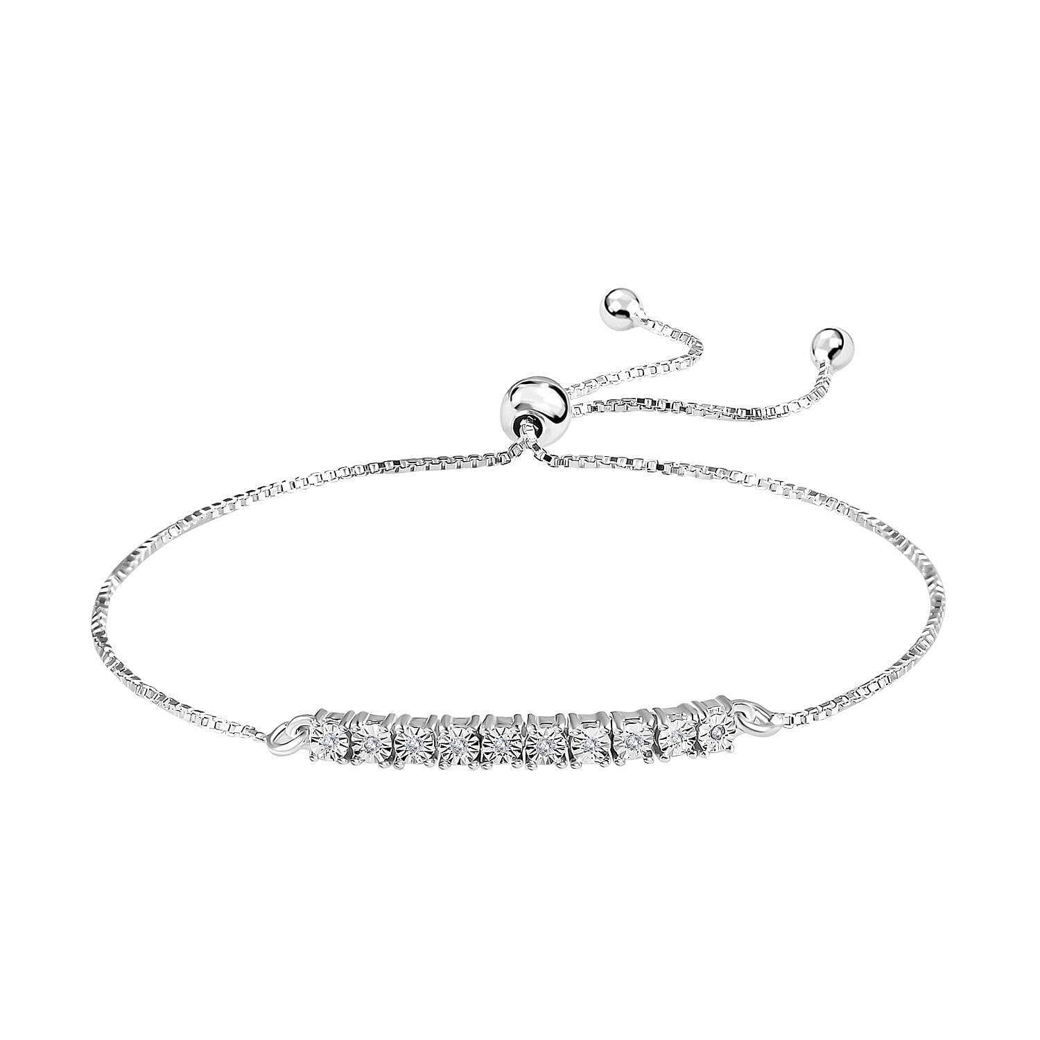 Monster Deal - Diamond Bracelet (Size 6.5 - 8.0) Adjustable in Sterling Silver 7268593 0