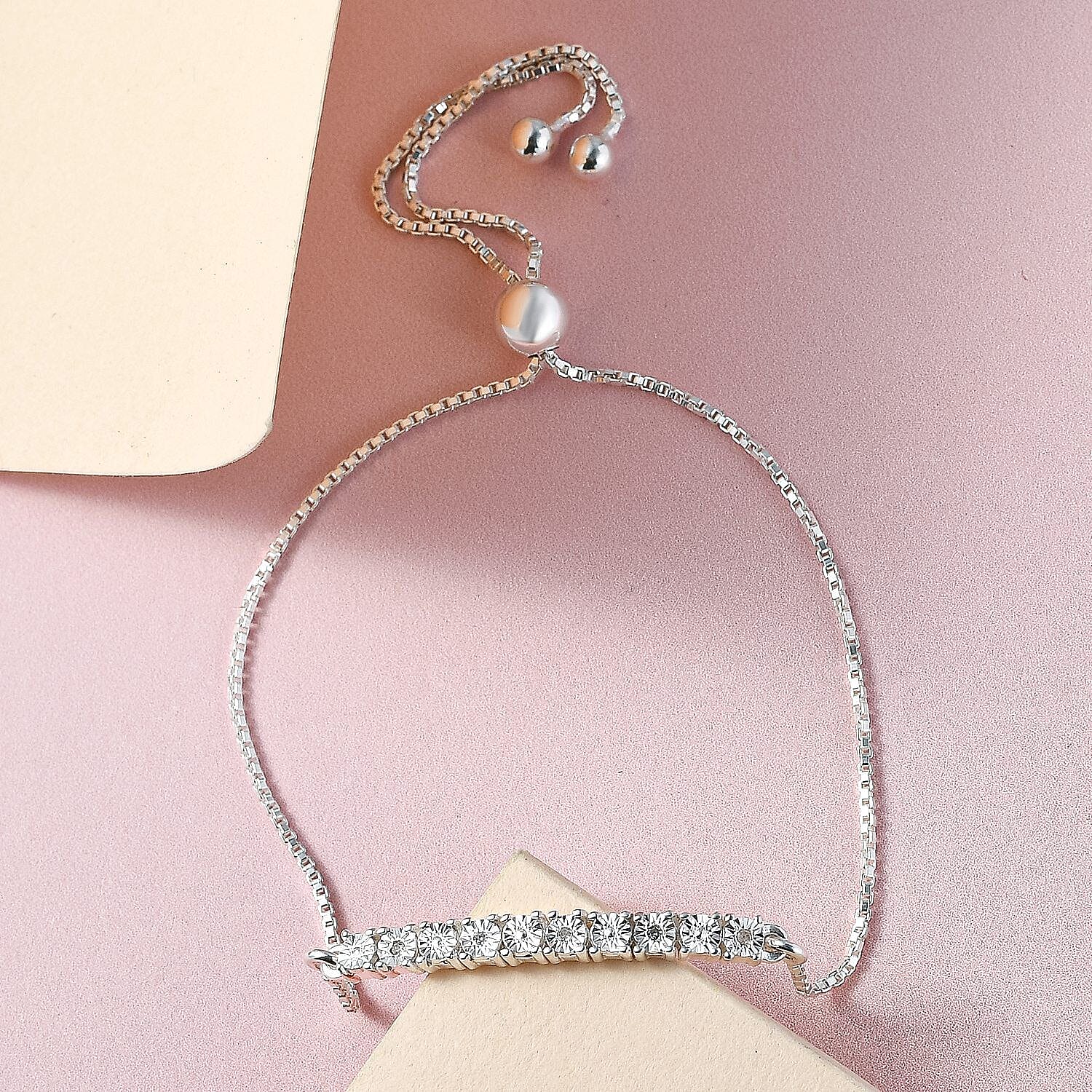 Monster Deal - Diamond Bracelet (Size 6.5 - 8.0) Adjustable in Sterling Silver 7268593 1