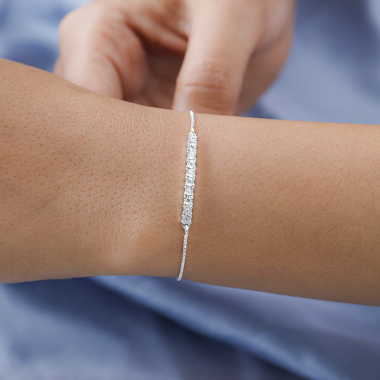 Monster Deal - Diamond Bracelet (Size 6.5 - 8.0) Adjustable in Sterling Silver 7268593 2