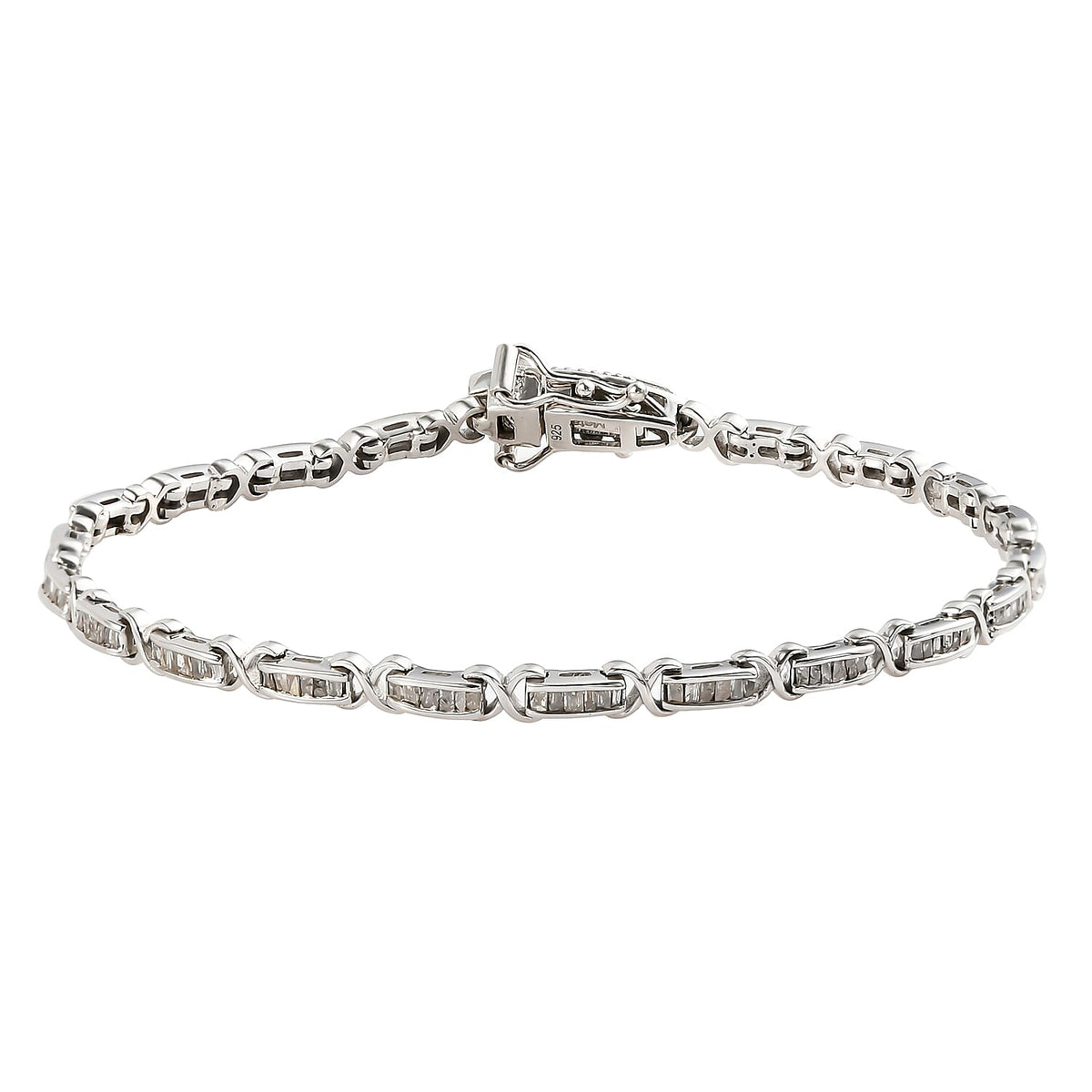 Diamond Bracelet Size 7.5 in Sterling Silver 1.01 Ct, Silver Wt. 8.45 Gms 8729969 0