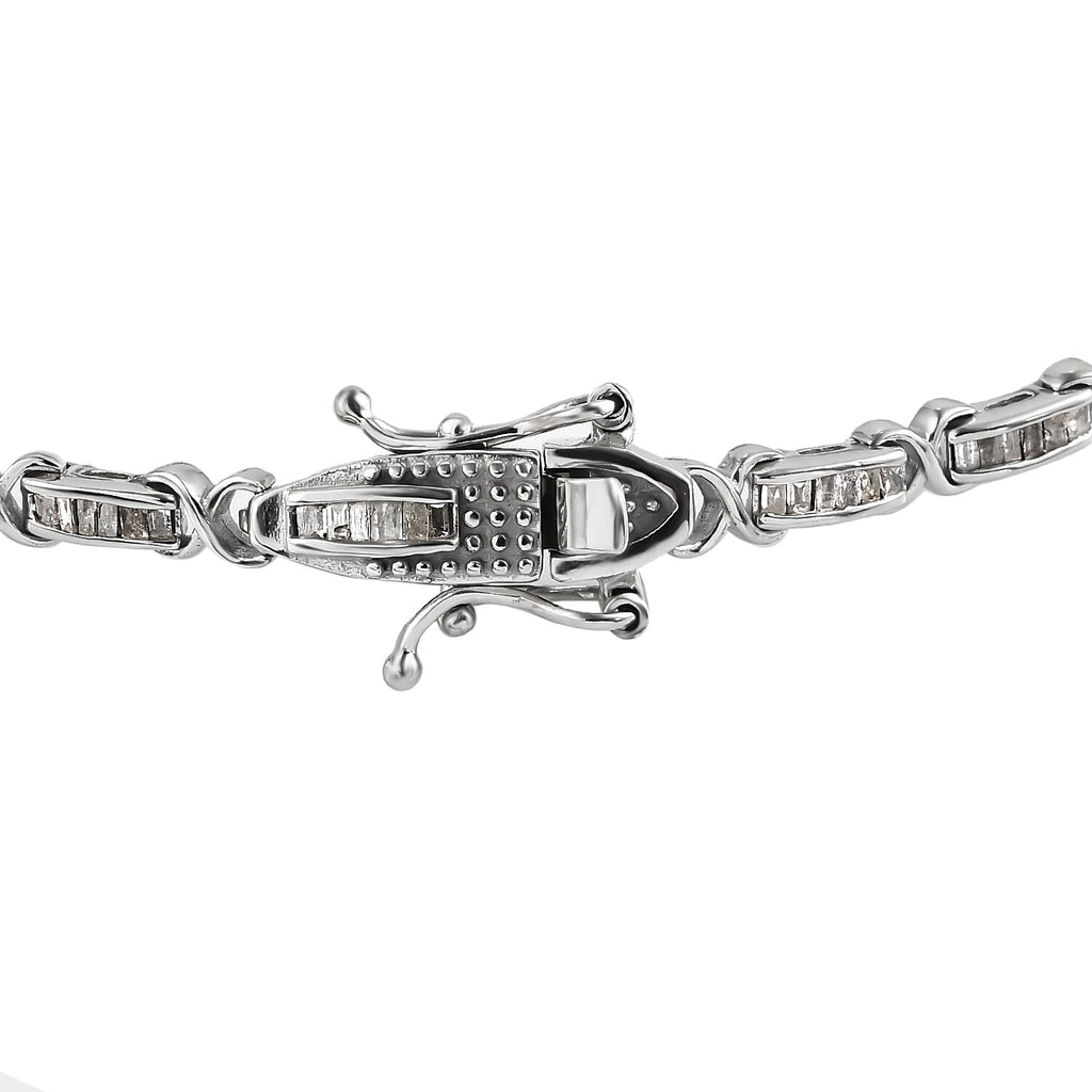 Diamond (G-H) Bracelet (Size - 7.5) in Platinum Overlay Sterling Silver 1.00 Ct.