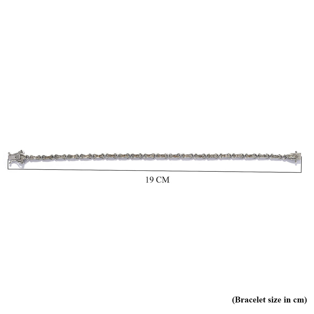 Diamond (G-H) Bracelet (Size - 7.5) in Platinum Overlay Sterling Silver 1.00 Ct.