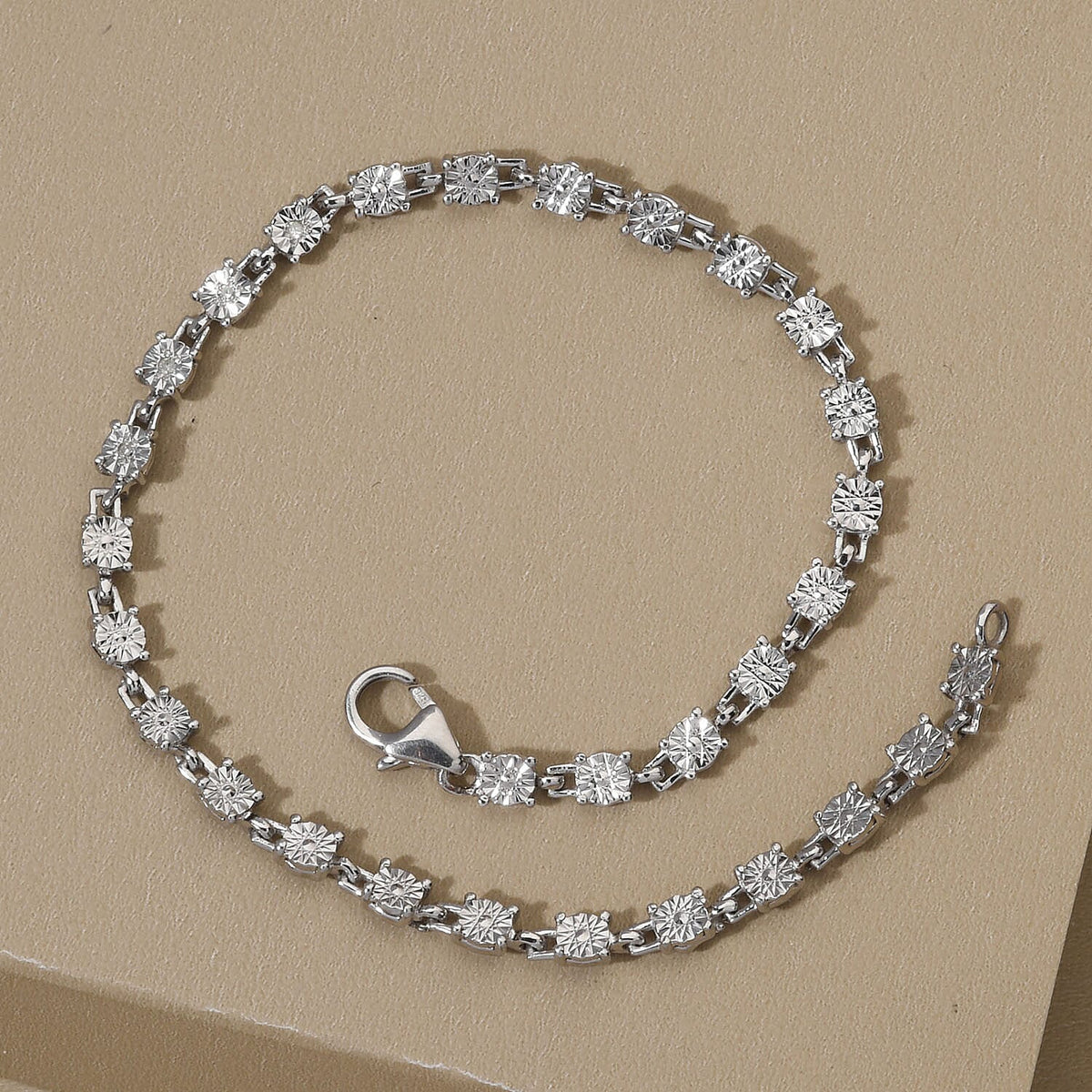 Diamond Bracelet (Size 7 with Extender) with Lobster Clasp in Platinum Plated Sterling Silver 3735166 4