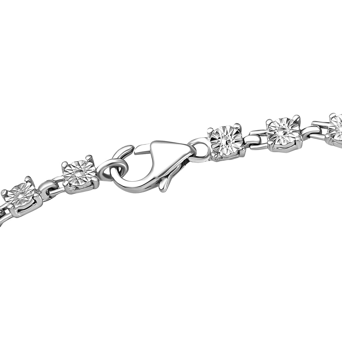 Diamond Bracelet (Size 7 with Extender) with Lobster Clasp in Platinum Plated Sterling Silver 3735166 8