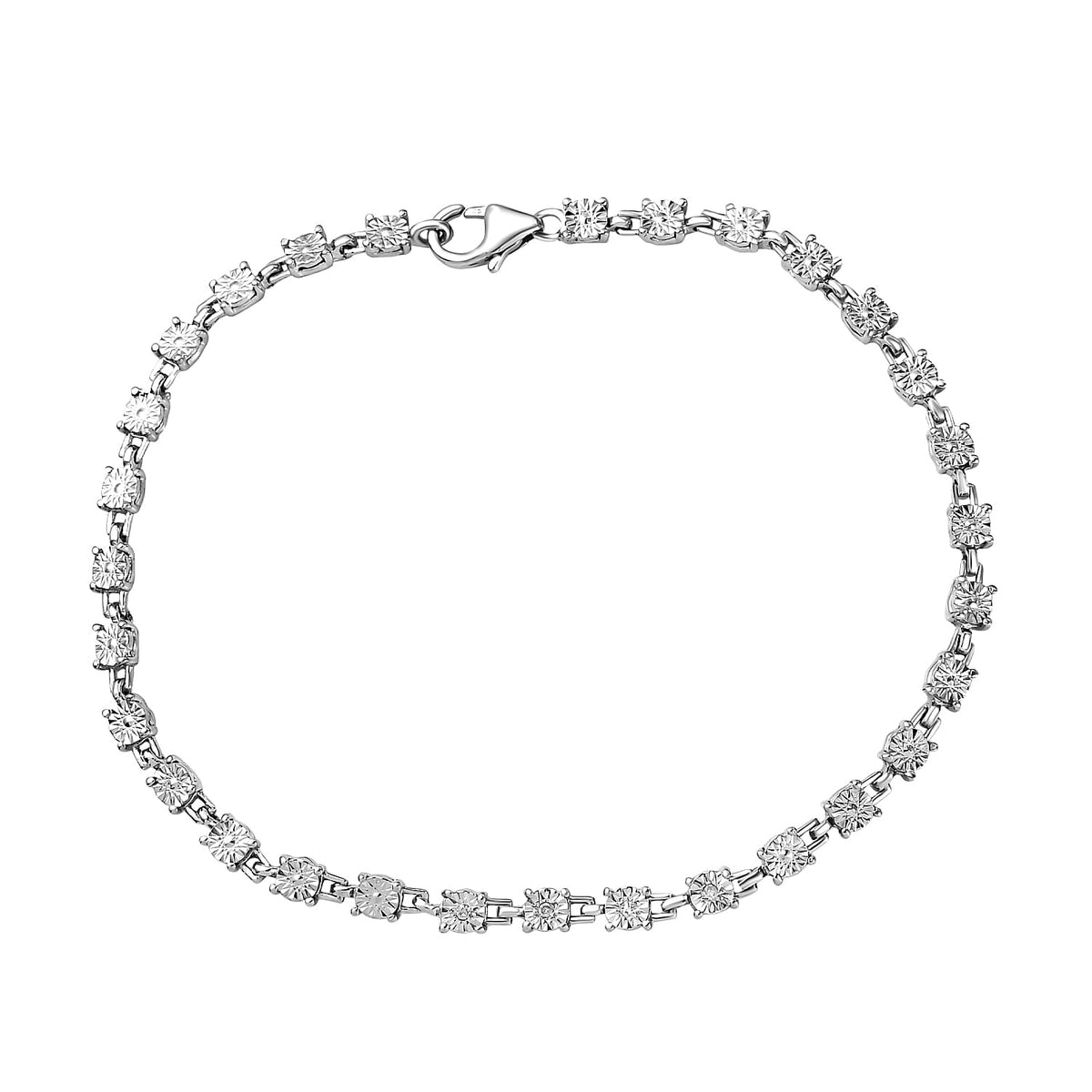 Diamond Bracelet (Size 7 with Extender) with Lobster Clasp in Platinum Plated Sterling Silver 3735166 0