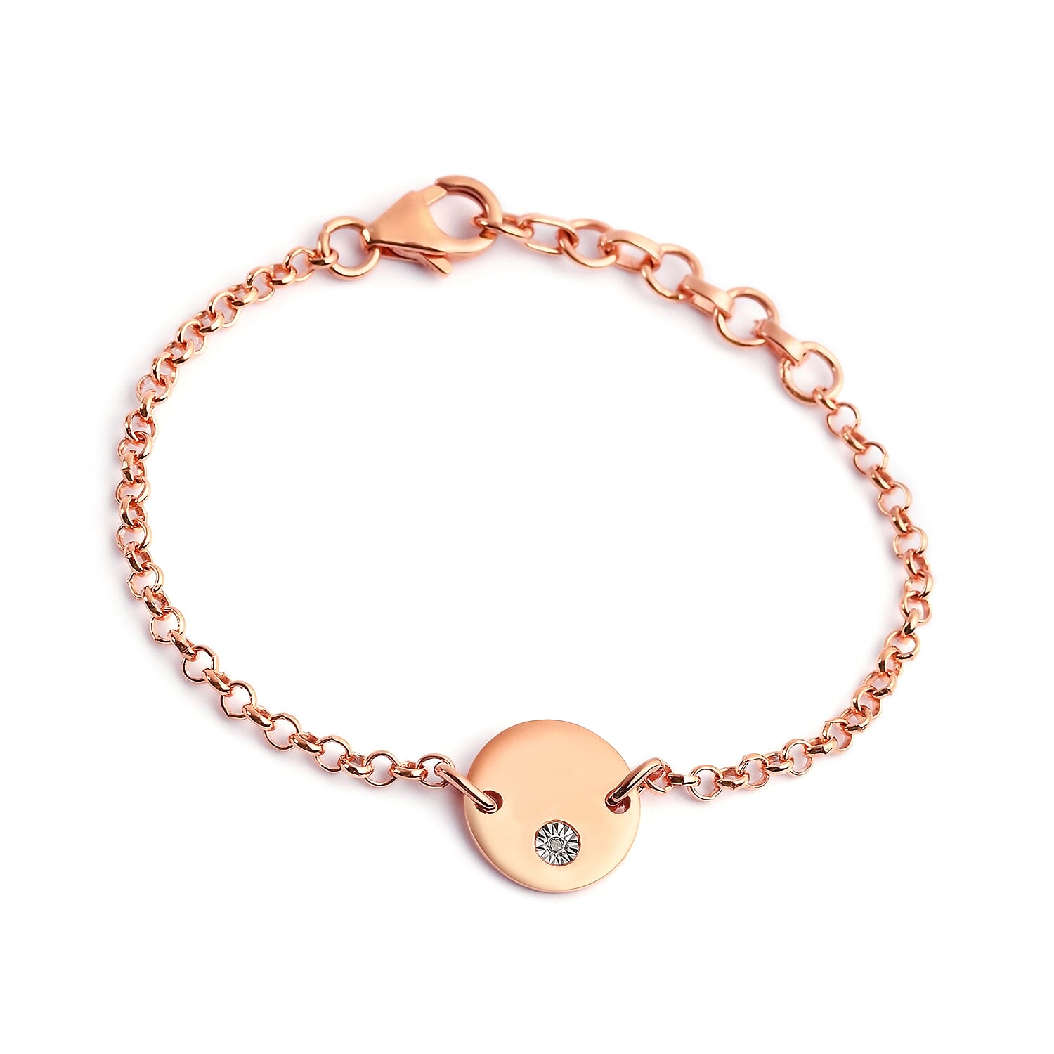 Diamond Bracelet (Size 5 with 1 inch Extender) in Rose Gold Overlay Sterling Silver 3627922 0