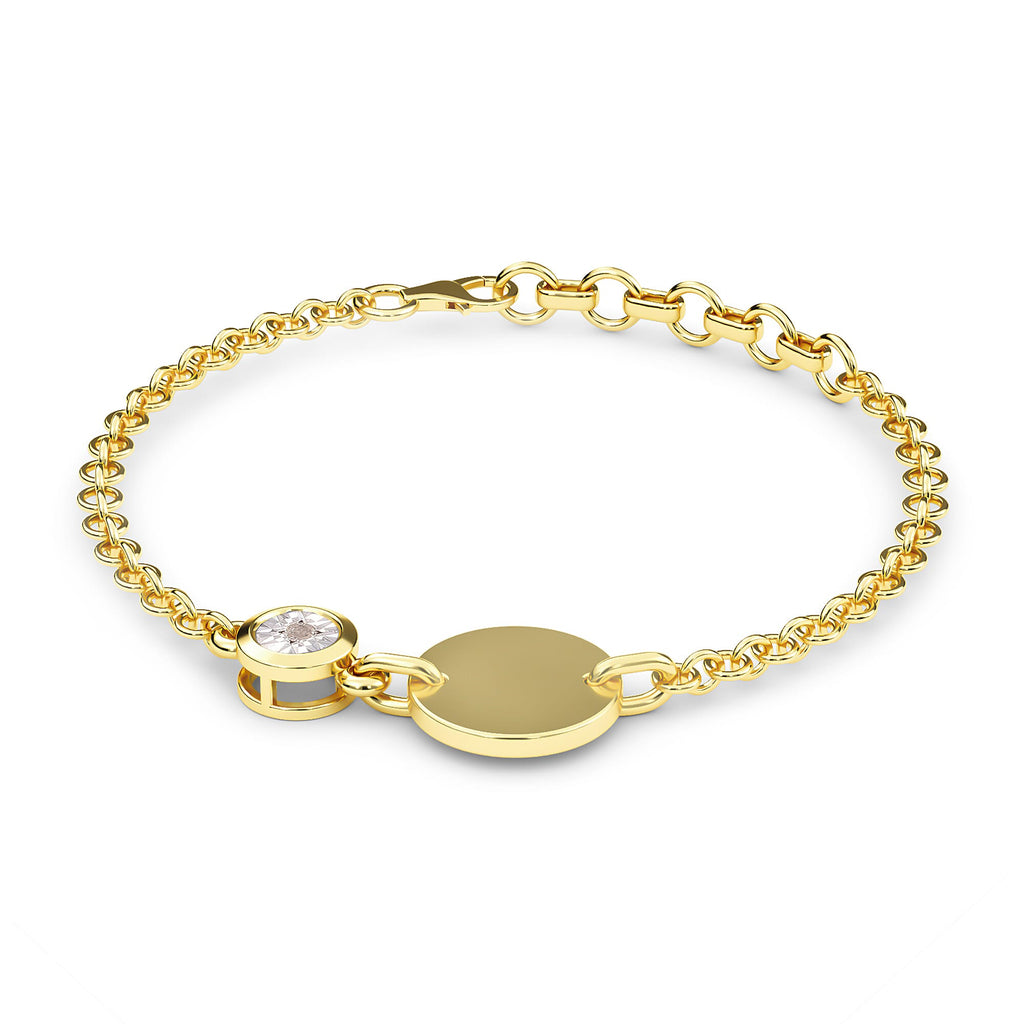 Diamond Bracelet (Size 5 with 1 Inch Extender) in 14K Gold Overlay Sterling Silver, Silver Wt 5.46 Gms