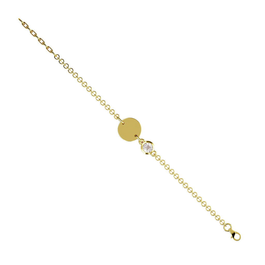 Diamond Bracelet (Size 5 with 1 Inch Extender) in 14K Gold Overlay Sterling Silver, Silver Wt 5.46 Gms