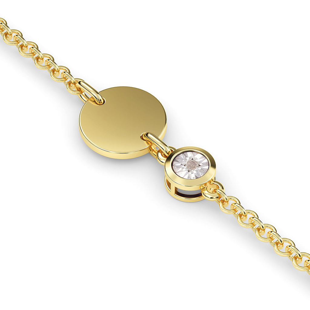 Diamond Bracelet (Size 5 with 1 Inch Extender) in 14K Gold Overlay Sterling Silver, Silver Wt 5.46 Gms