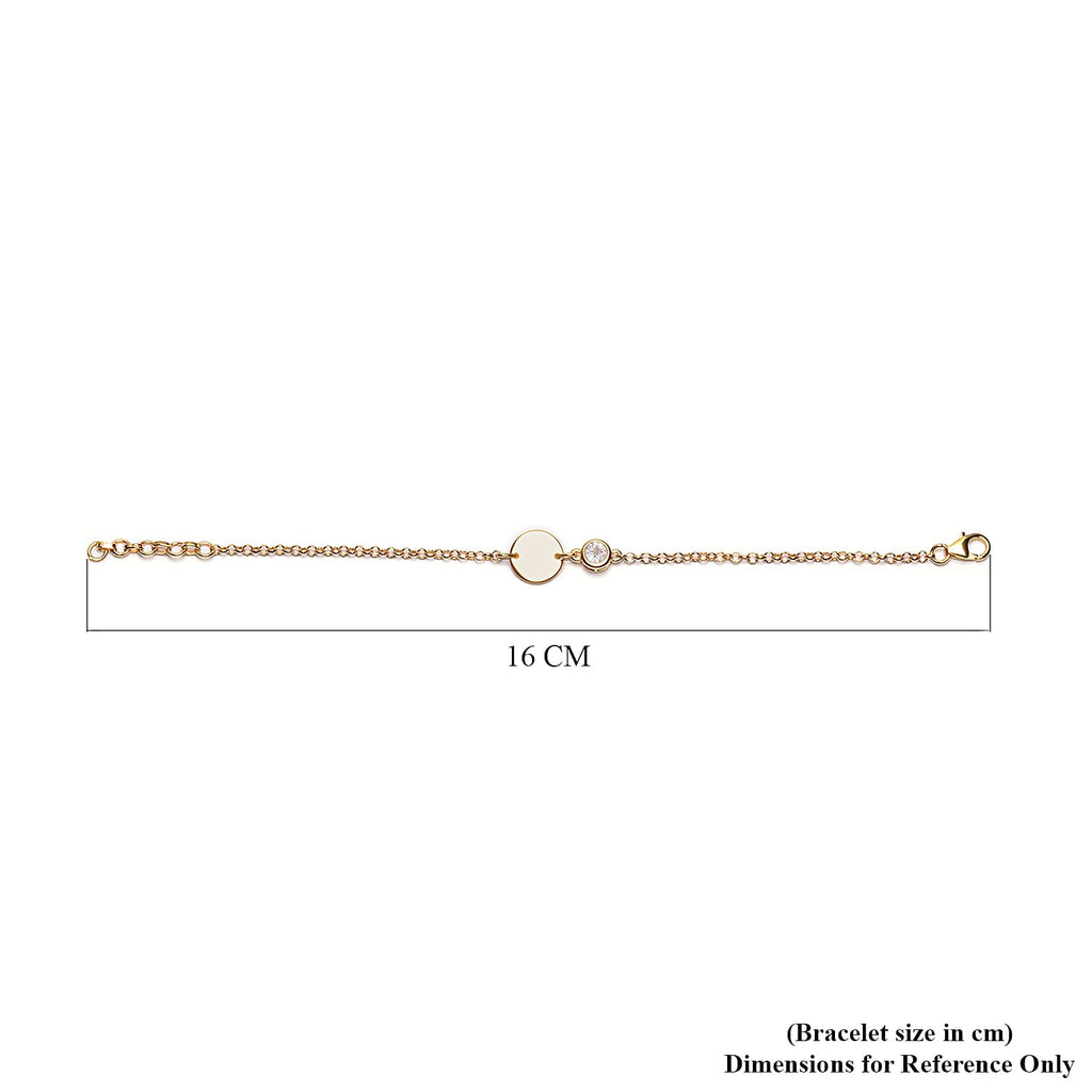 Diamond Bracelet (Size 5 with 1 Inch Extender) in 14K Gold Overlay Sterling Silver, Silver Wt 5.46 Gms