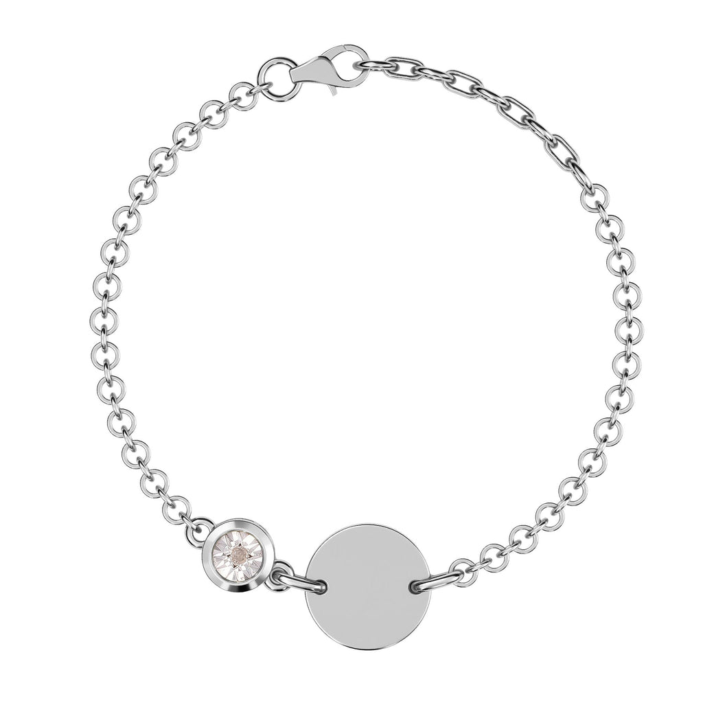 Diamond Bracelet (Size 5 with 1 Inch Extender) in Platinum Overlay Sterling Silver