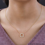 SGL Certified (I1-I2-G-H) Diamond Circle Pendant in 18K Yellow Gold Vermeil Plated Sterling Silver 0.25 Ct