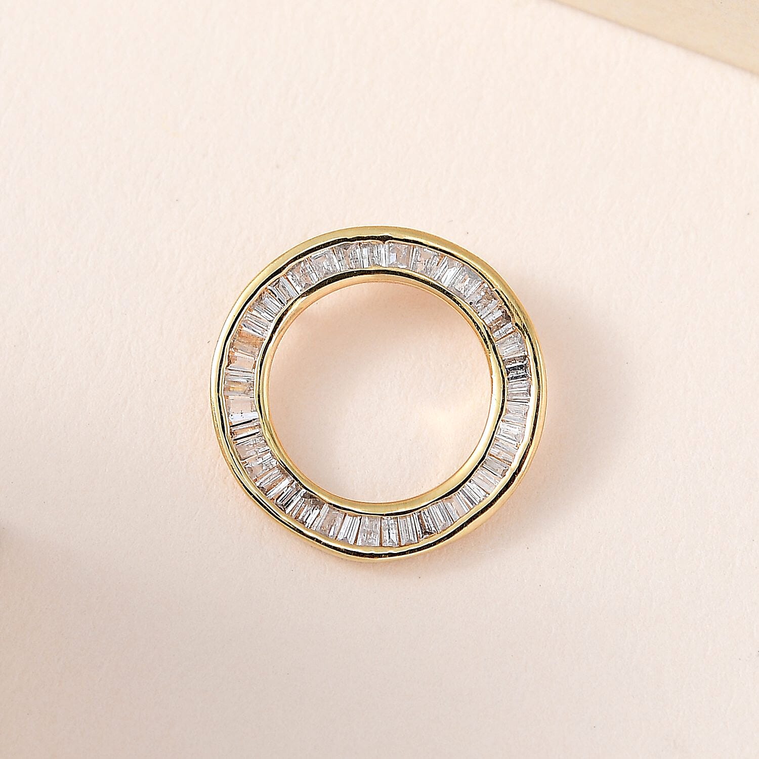 SGL Certified (I1-I2-G-H) Diamond Circle Pendant in 18K Yellow Gold Vermeil Plated Sterling Silver 0.25 Ct 7370911 2