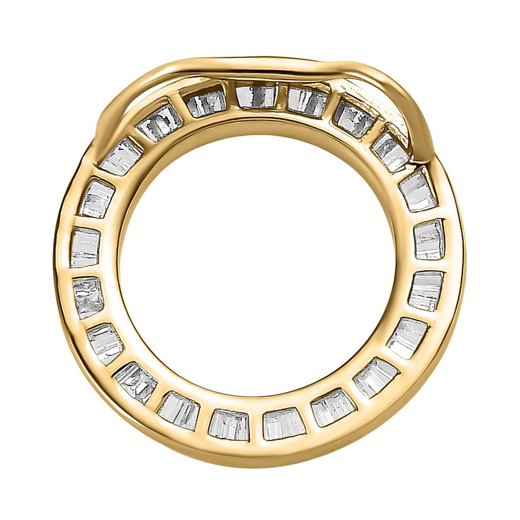 SGL Certified (I1-I2-G-H) Diamond Circle Pendant in 18K Yellow Gold Vermeil Plated Sterling Silver 0.25 Ct