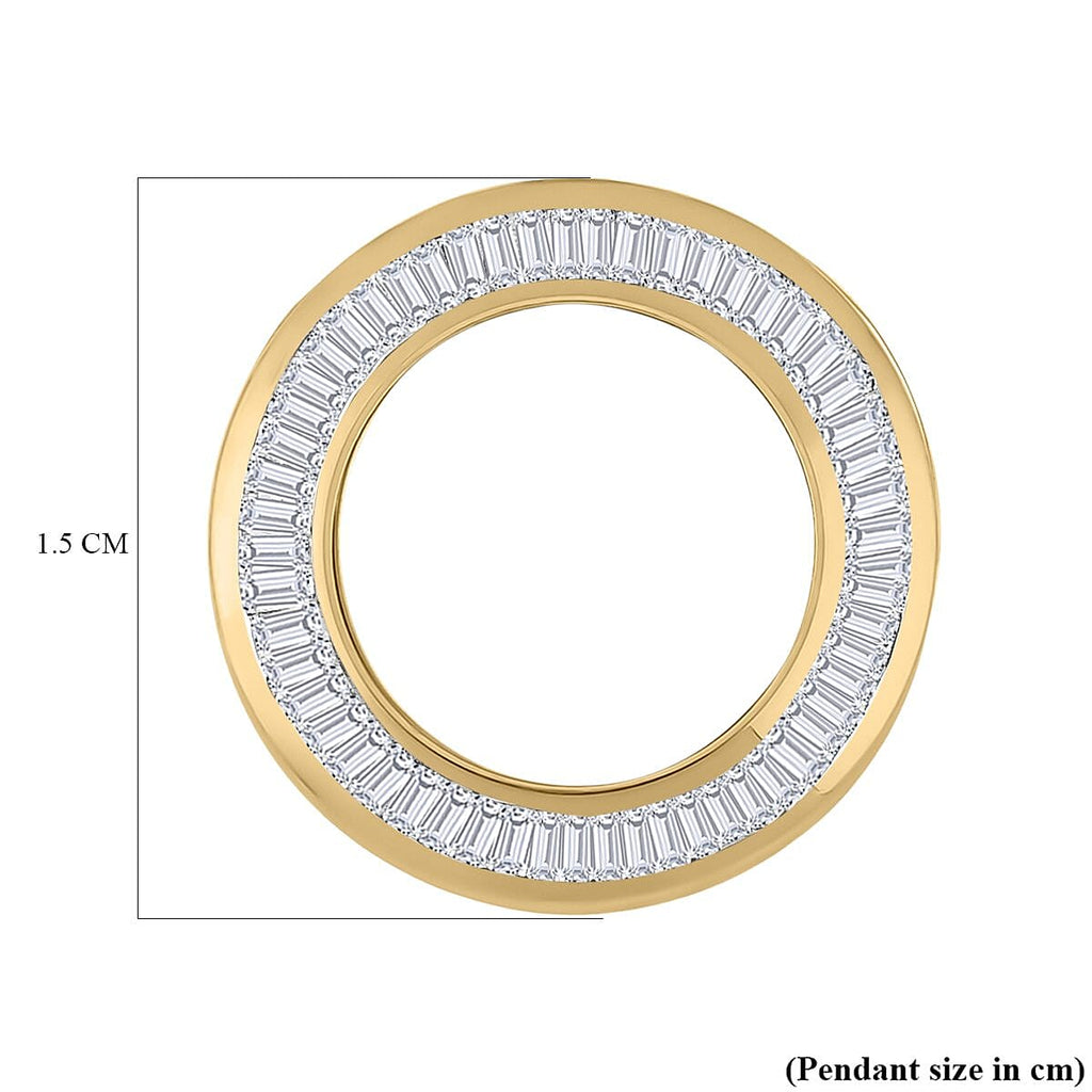 SGL Certified (I1-I2-G-H) Diamond Circle Pendant in 18K Yellow Gold Vermeil Plated Sterling Silver 0.25 Ct