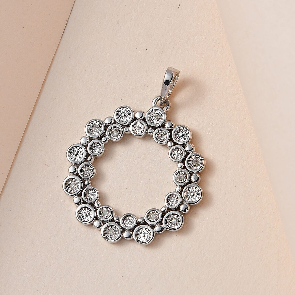 Designer Inspired- Diamond Circle Pendant in Platinum Overlay Sterling Silver 7550871 2