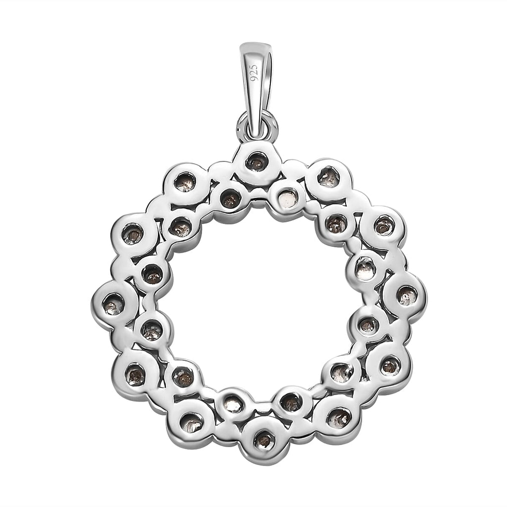 Designer Inspired- Diamond Circle Pendant in Platinum Overlay Sterling Silver