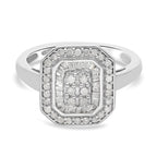 Diamond Cluster Ring in Platinum Overlay Sterling Silver 0.50 Ct.