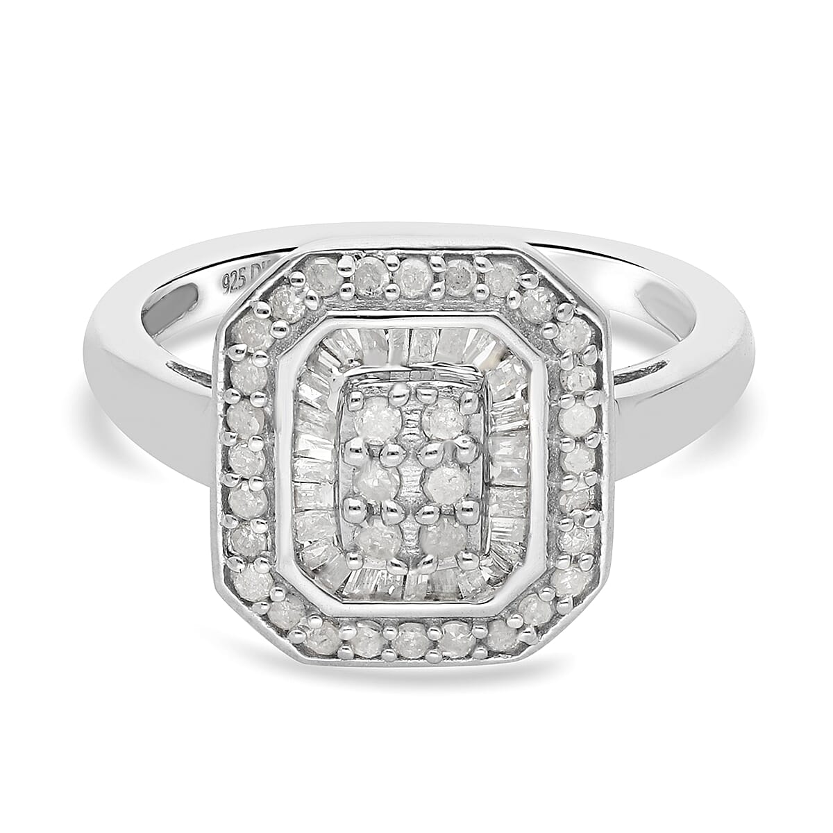 Diamond Cluster Ring in Platinum Overlay Sterling Silver 0.50 Ct. 3819039 0