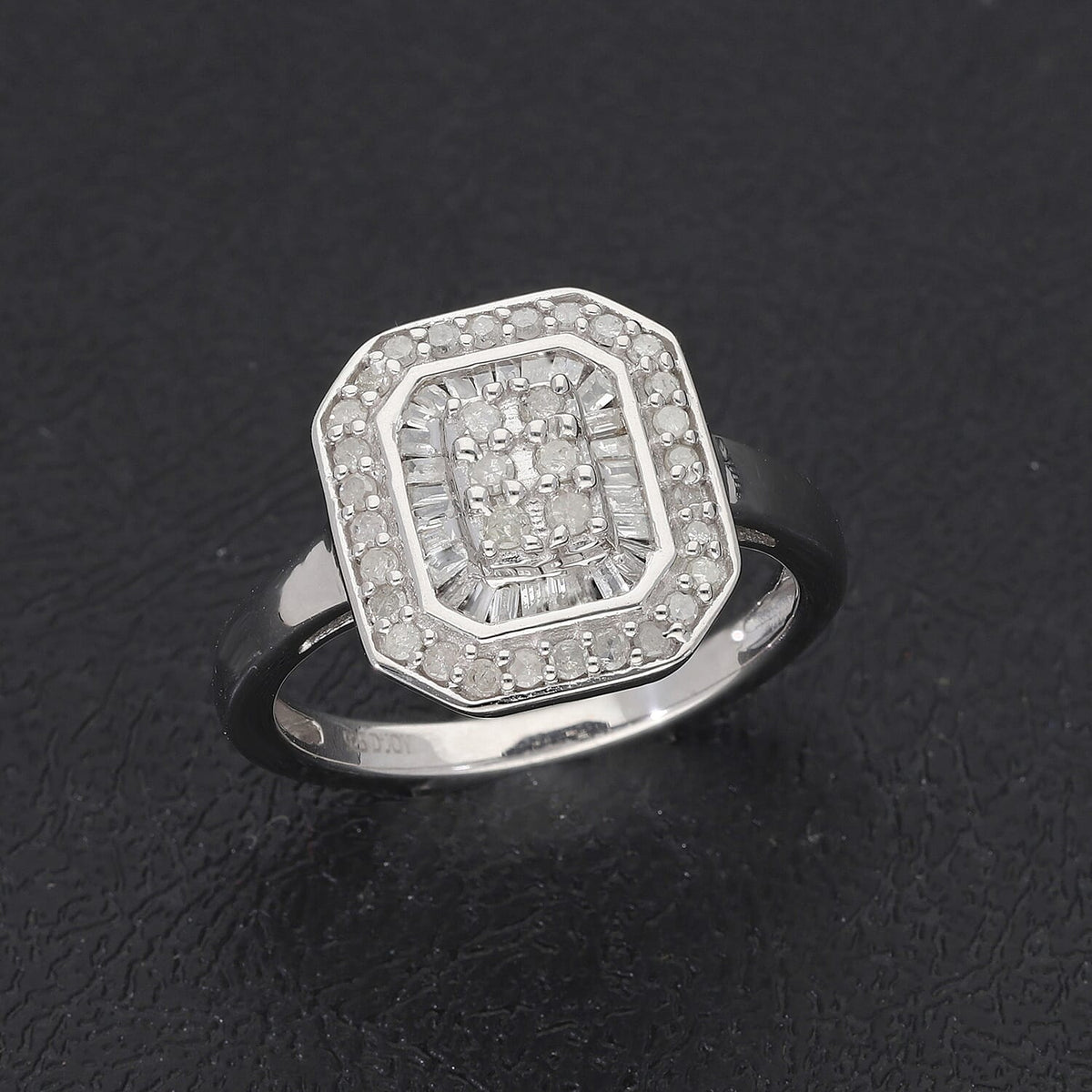 Diamond Cluster Ring in Platinum Overlay Sterling Silver 0.50 Ct. 3819039 2