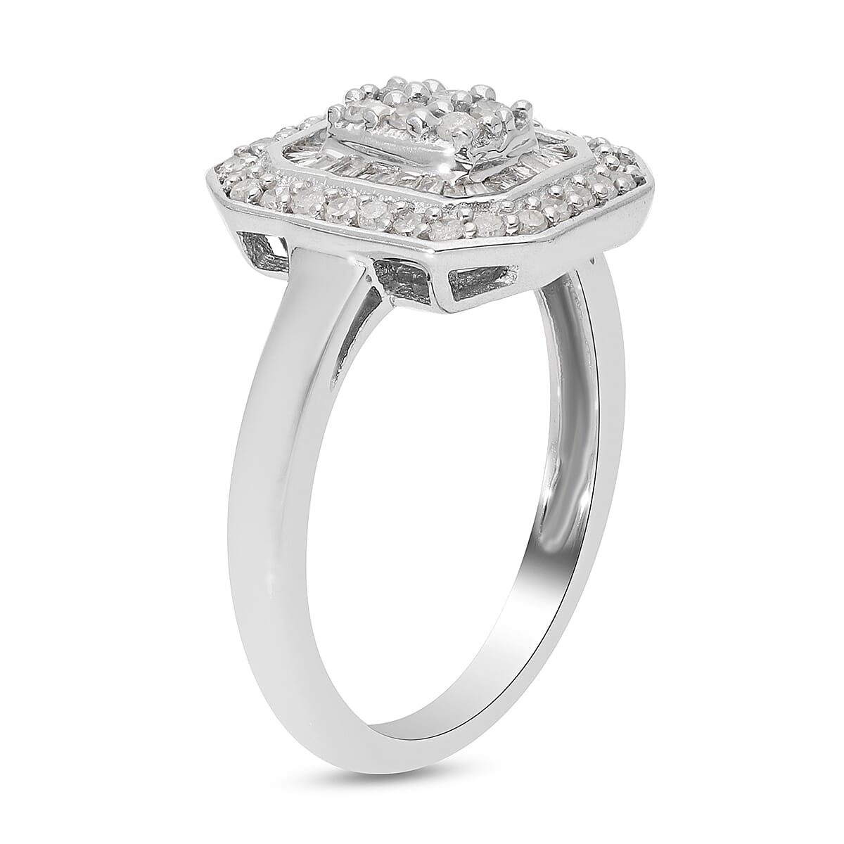 Diamond Cluster Ring in Platinum Overlay Sterling Silver 0.50 Ct. 3819039 3
