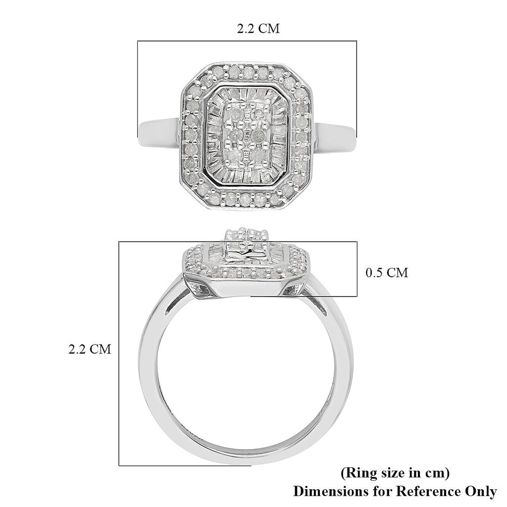Diamond Cluster Ring in Platinum Overlay Sterling Silver 0.50 Ct.
