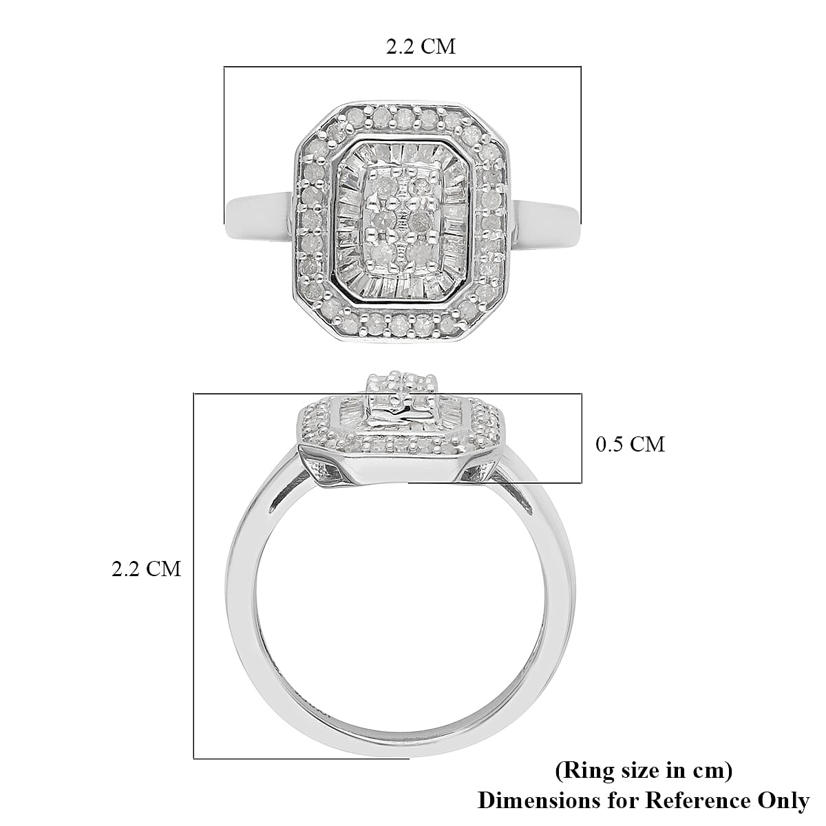 Diamond Cluster Ring in Platinum Overlay Sterling Silver 0.50 Ct. 3819039 5