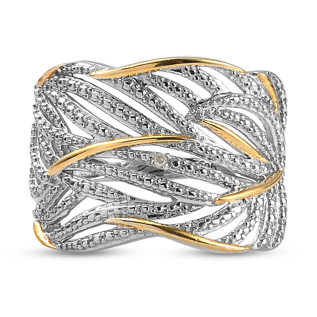 Diamond Criss Cross Ring in Sterling Silver with Platinum and 18K Vermeil Yellow Gold 3499145 0