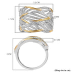Diamond Criss-Cross Ring in 18K Vermeil Yellow Gold Plated and Platinum Overlay Sterling Silver