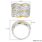 Diamond Criss-Cross Ring in 18K Vermeil Yellow Gold Plated and Platinum Overlay Sterling Silver