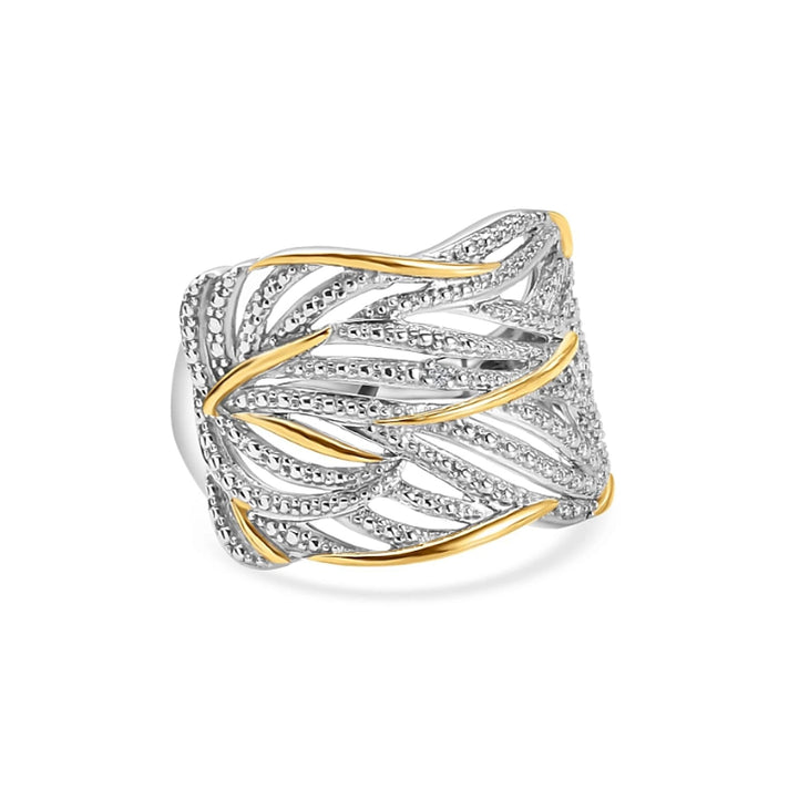Diamond Criss Cross Ring in Sterling Silver with Platinum and 18K Vermeil Yellow Gold 7018204 1