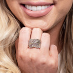 Diamond Ring in Platinum Overlay and 18K Vermeil Yellow Gold Plated Sterling Silver