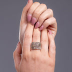 Diamond Ring in Platinum Overlay and 18K Vermeil Yellow Gold Plated Sterling Silver