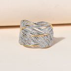 Diamond Ring in Platinum Overlay and 18K Vermeil Yellow Gold Plated Sterling Silver