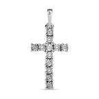Diamond Cross Pendant in Platinum Overlay Sterling Silver