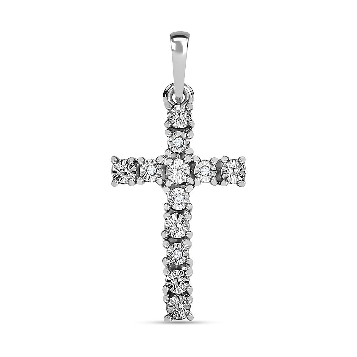 Diamond Cross Pendant in Platinum Overlay Sterling Silver 8861096 0