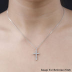 Diamond Cross Pendant in Platinum Overlay Sterling Silver
