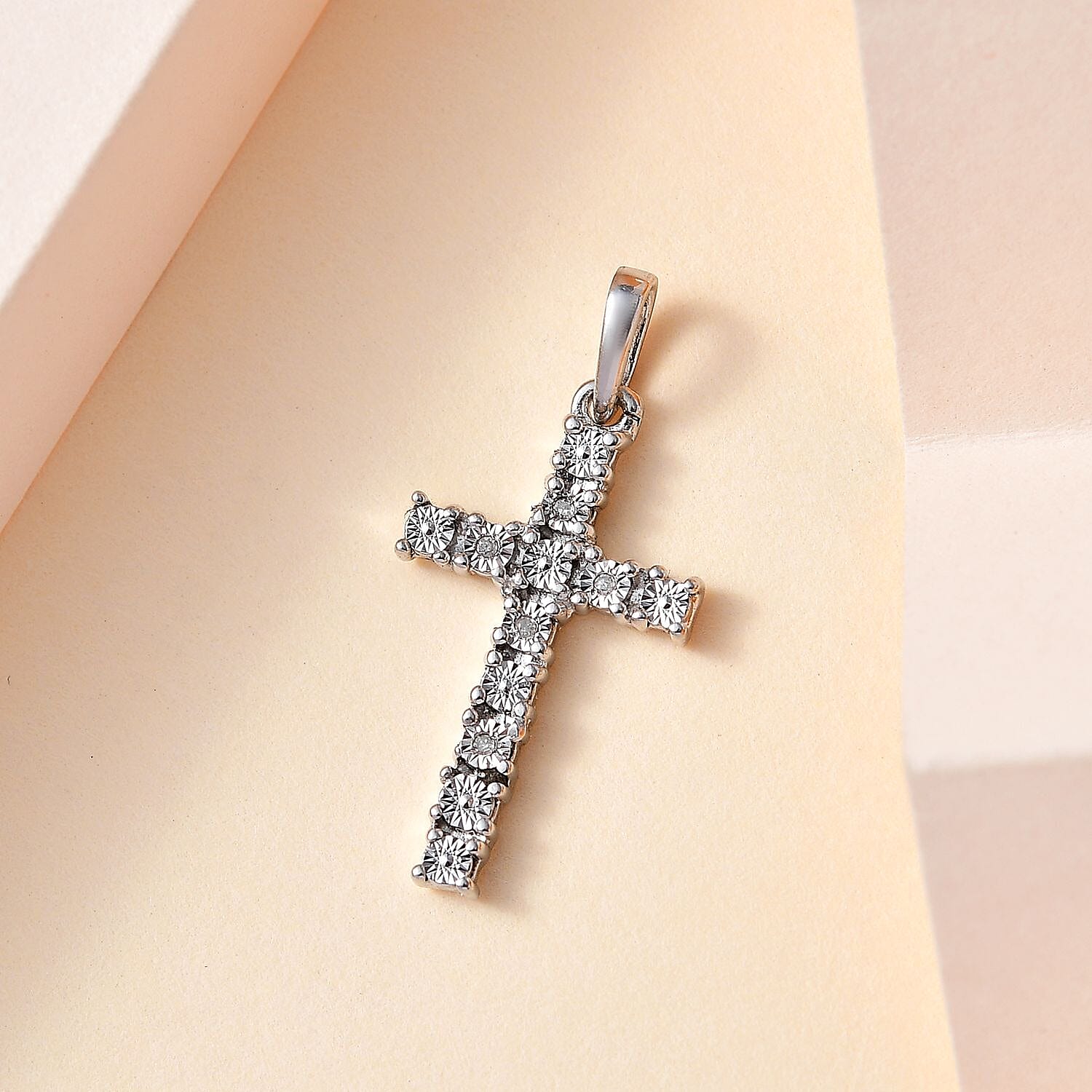 Diamond Cross Pendant in Platinum Overlay Sterling Silver 8861096 3