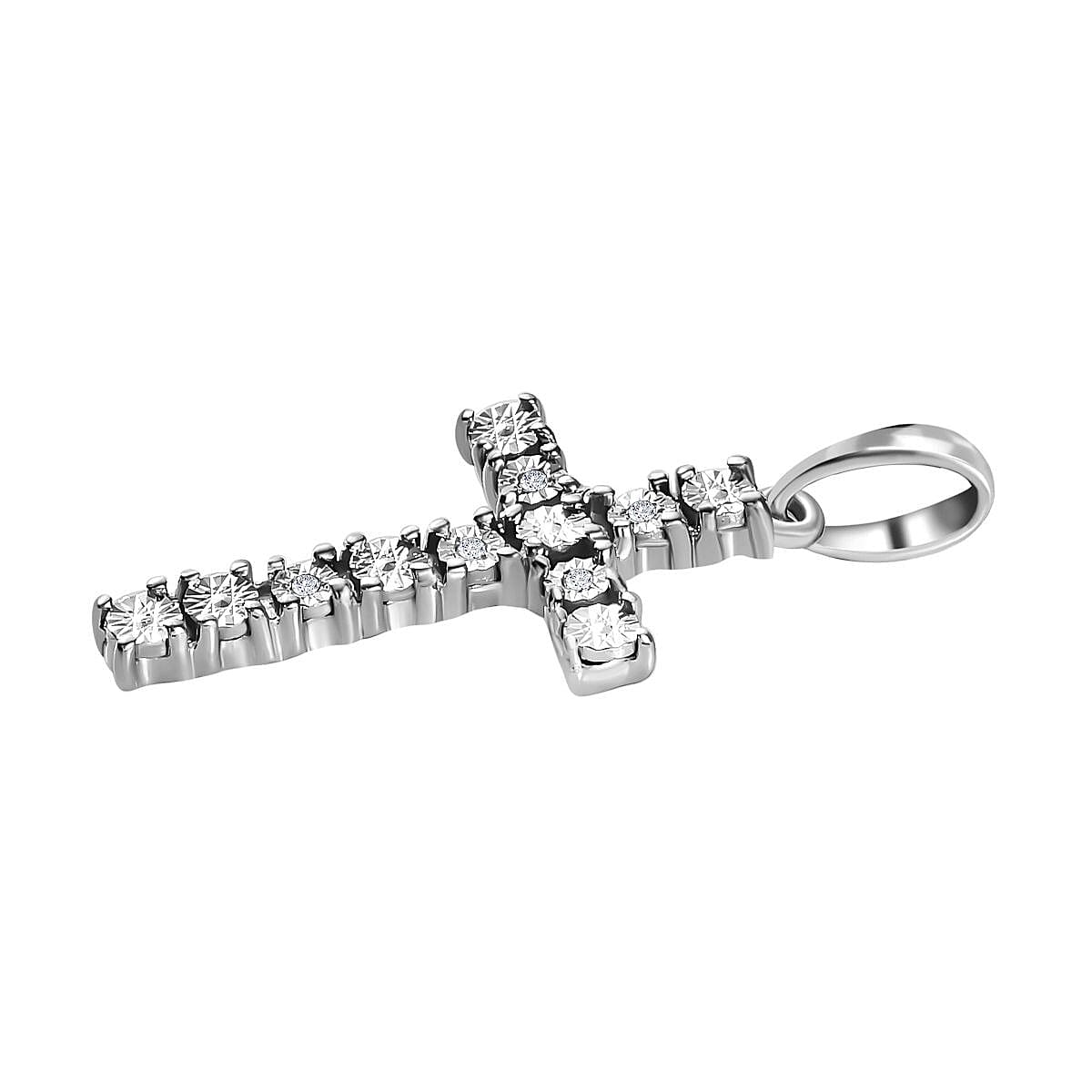 Diamond Cross Pendant in Platinum Overlay Sterling Silver 8861096 4