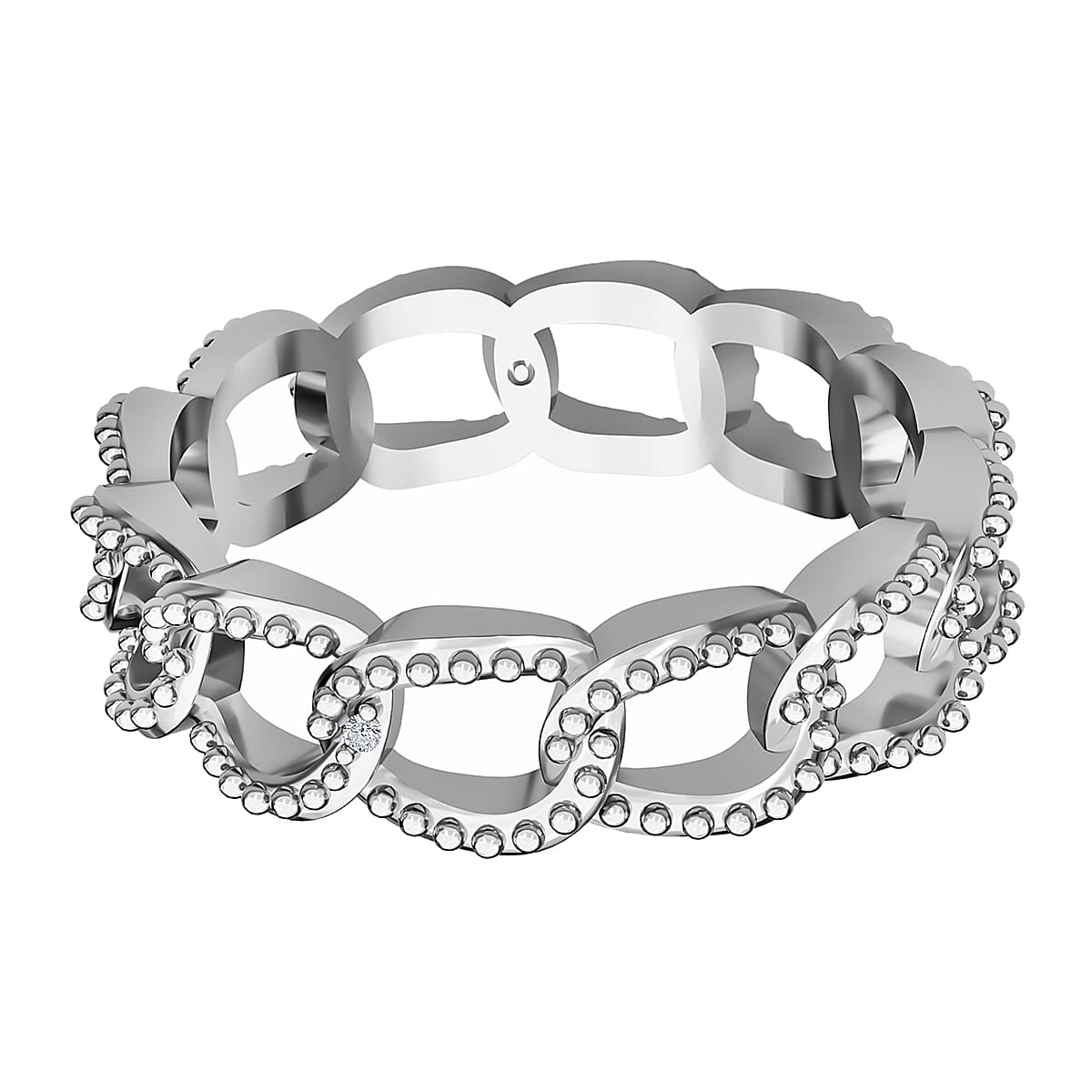 Diamond Curb Wedding Band Ring in Sterling Silver 3688134 0