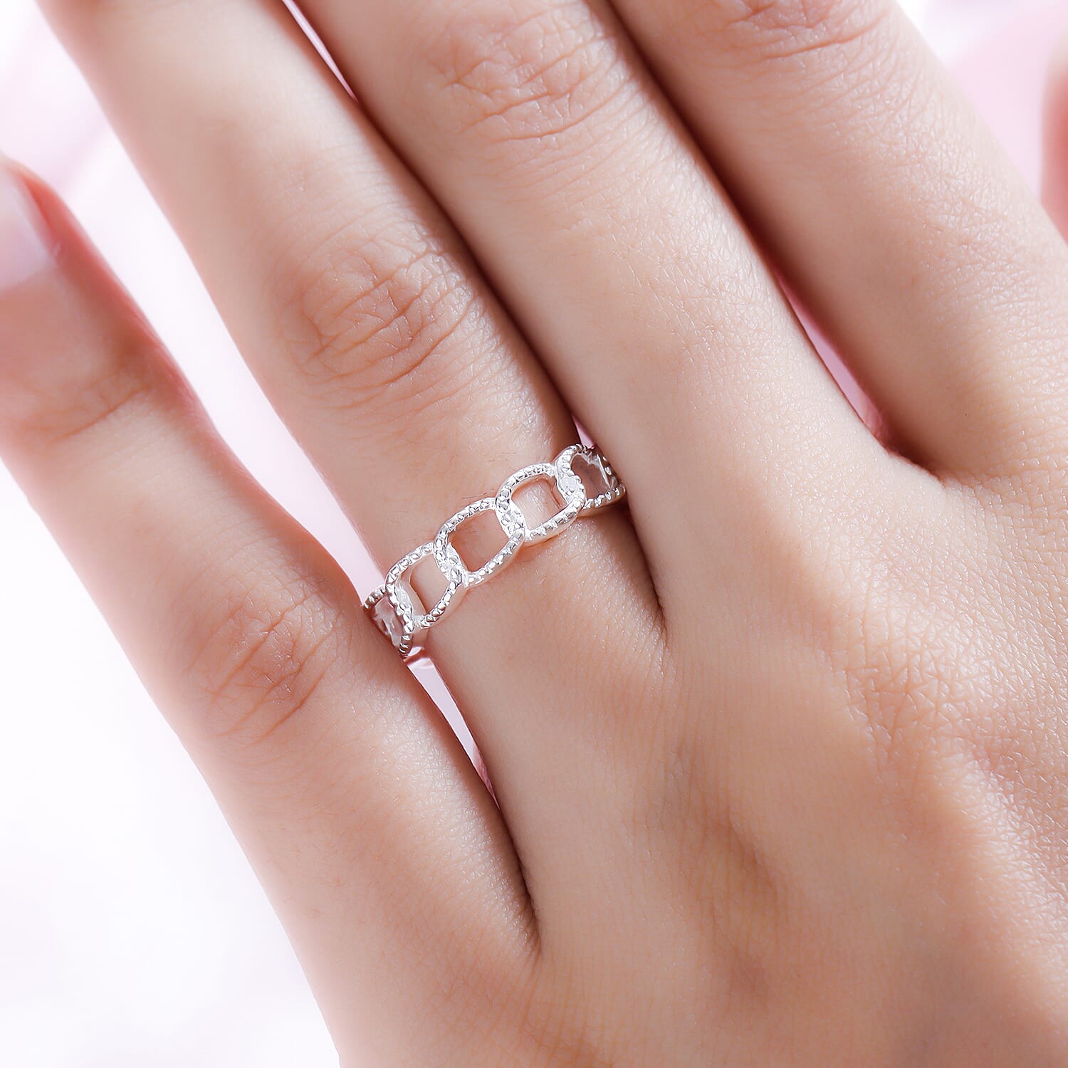 Diamond Curb Wedding Band Ring in Sterling Silver 3688134 3