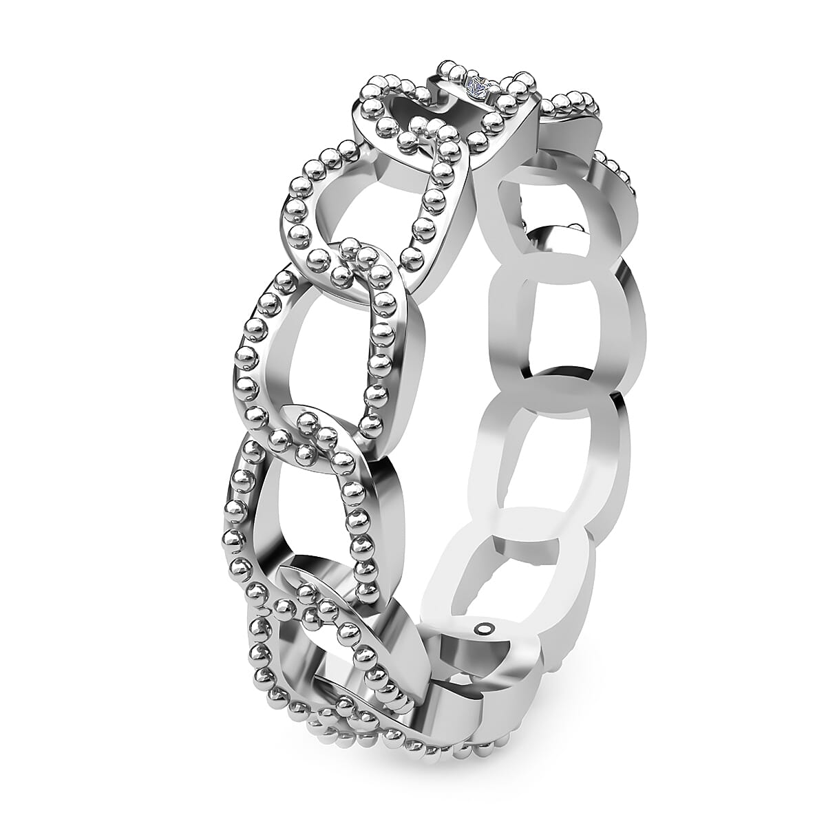 Diamond Curb Wedding Band Ring in Sterling Silver 3688134 4