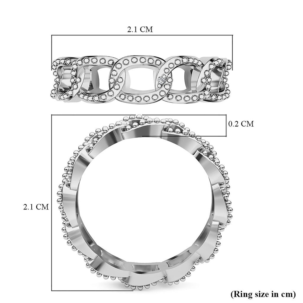 Diamond Curb Band Ring in Sterling Silver