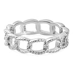 Diamond Curb Ring in Platinum Overlay Sterling Silver