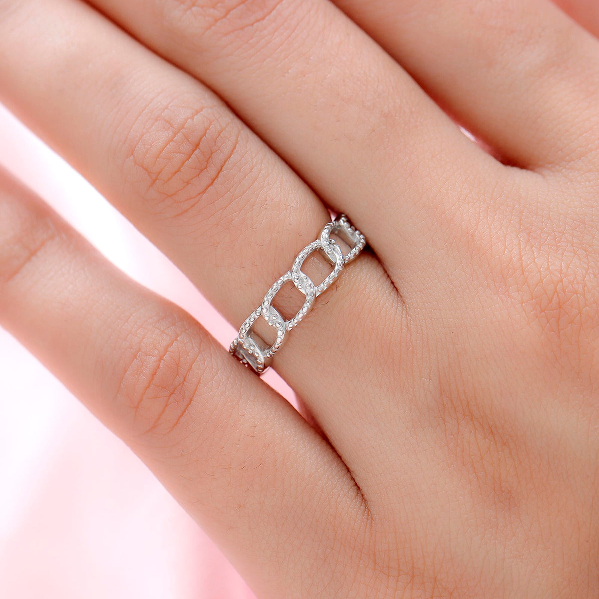 Diamond Curb Ring in Platinum Overlay Sterling Silver 7525673 3