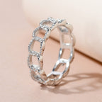 Diamond Curb Ring in Platinum Overlay Sterling Silver