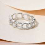 Diamond Curb Ring in Platinum Overlay Sterling Silver