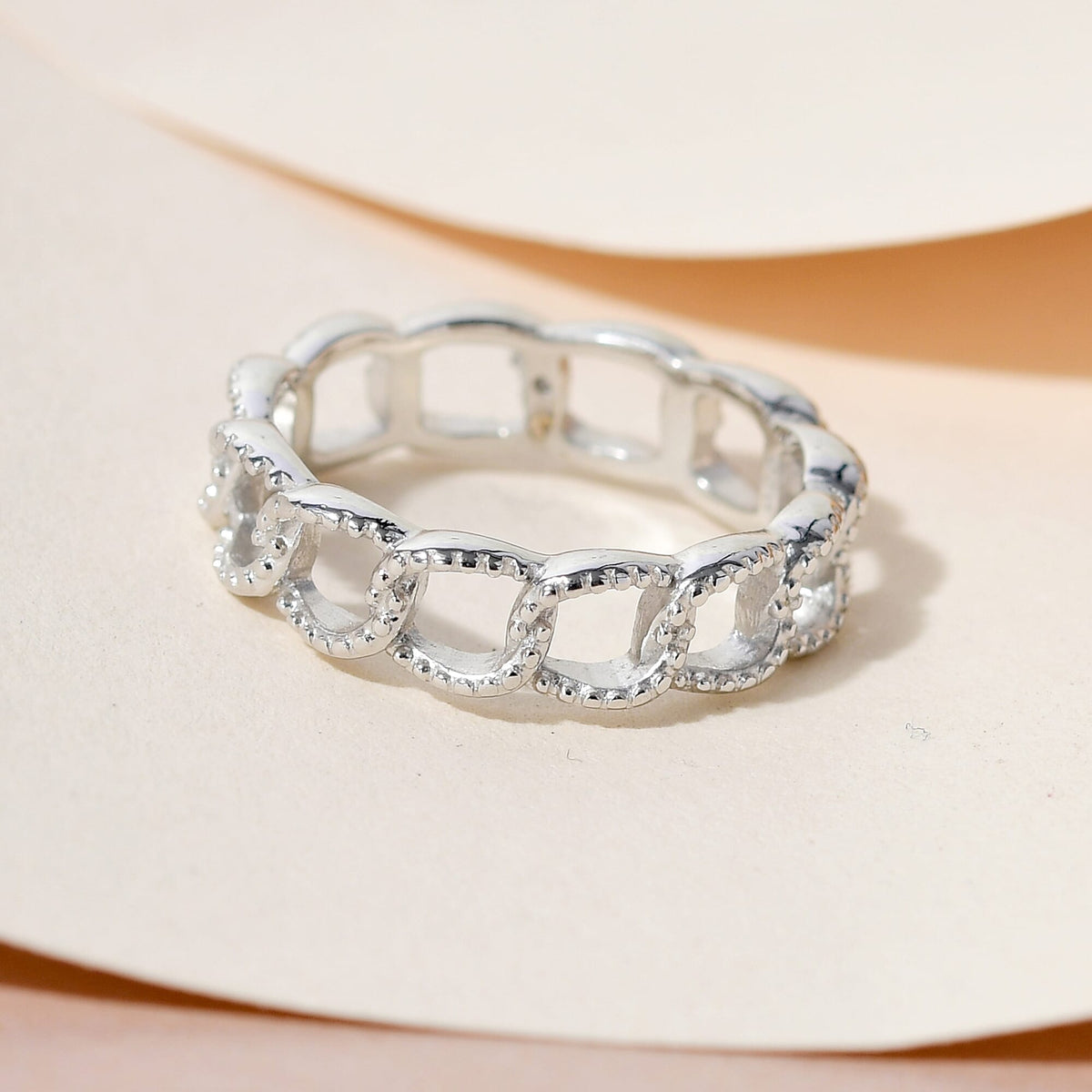 Diamond Curb Ring in Platinum Overlay Sterling Silver 7525673 5