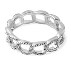 Diamond Curb Ring in Platinum Overlay Sterling Silver