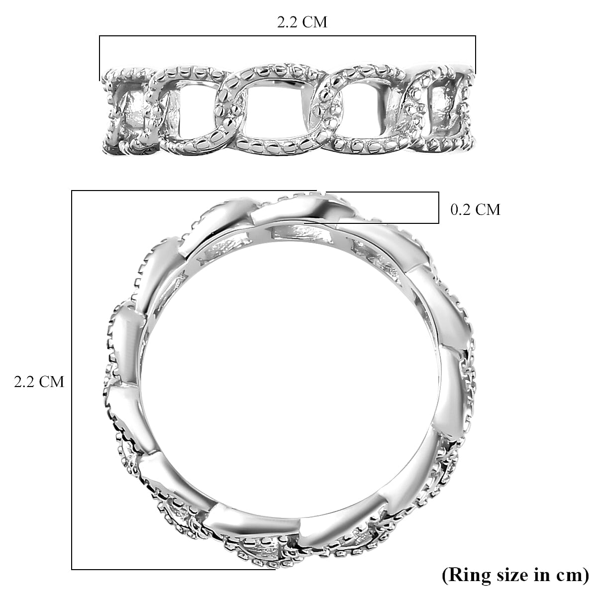 Diamond Curb Ring in Platinum Overlay Sterling Silver 7525673 8